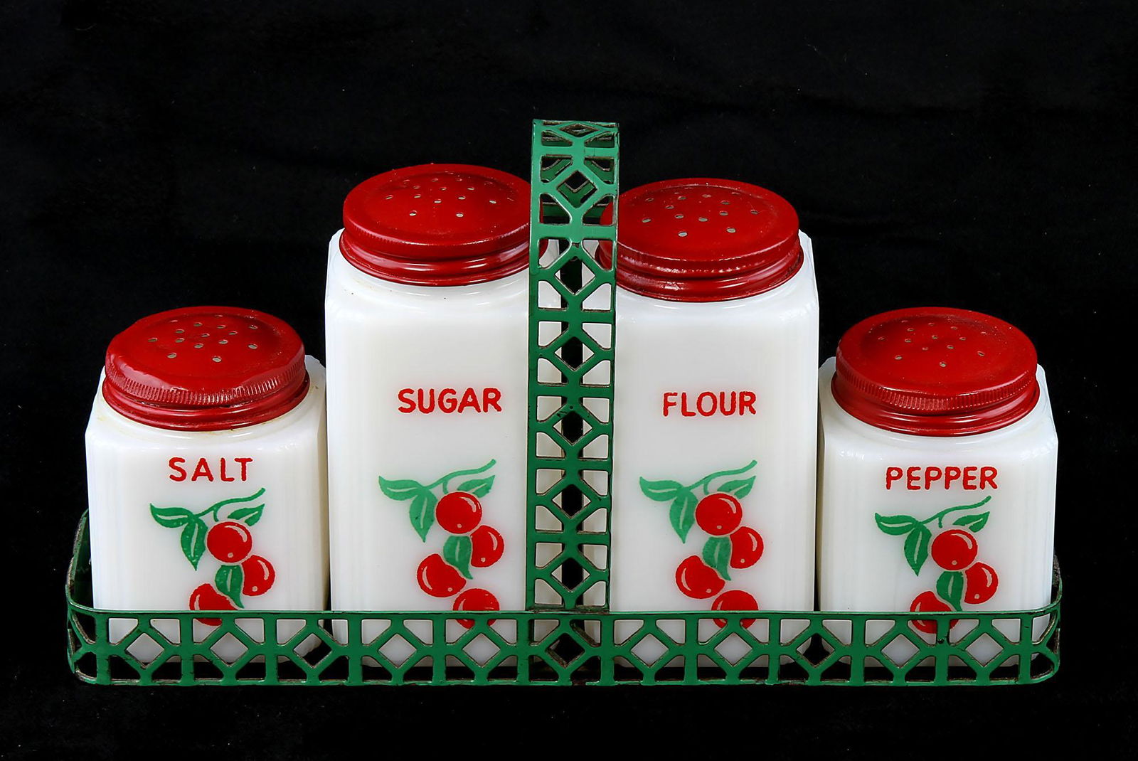 Vintage Depression Glass Tipp Spice Set w/ Rack (1 of 1)