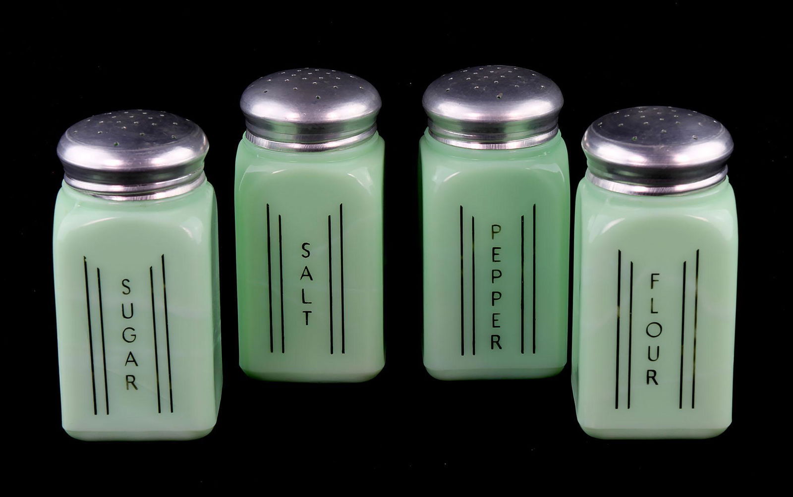 Vintage Depression Glass McKee Jadeite Shaker Set (1 of 1)