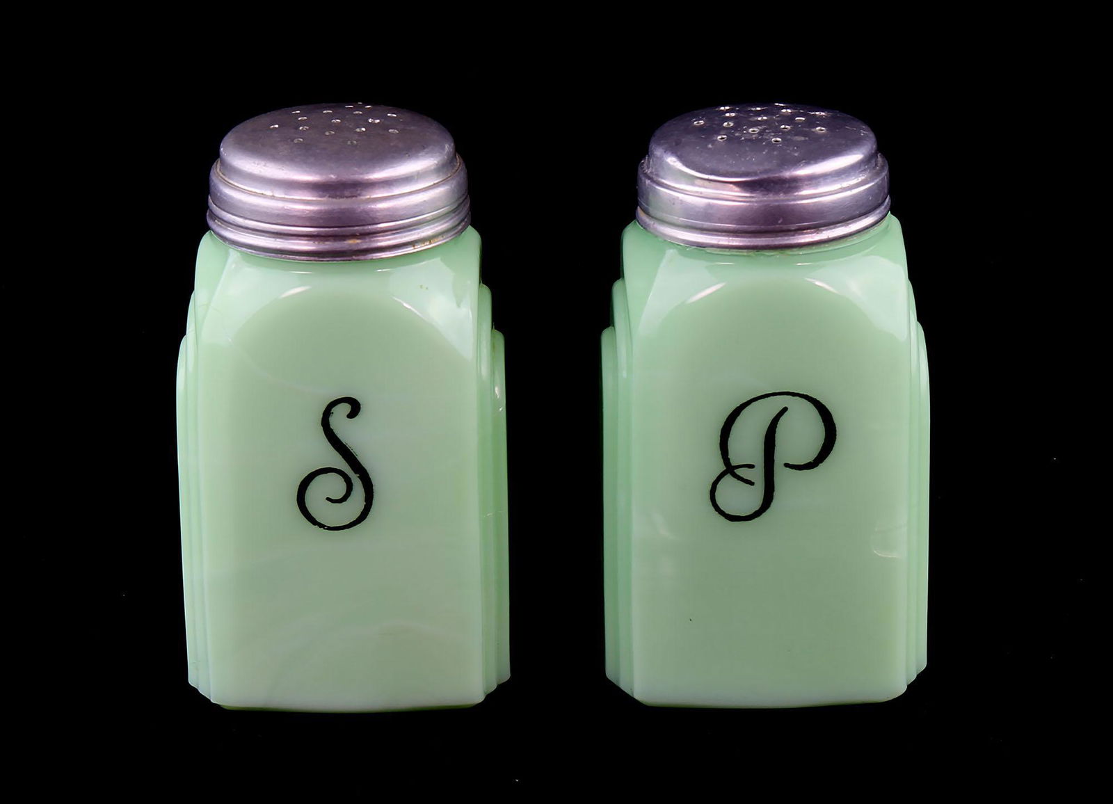 Vintage Depression Glass Roman Arch Sides Salt & Pepper (1 of 1)