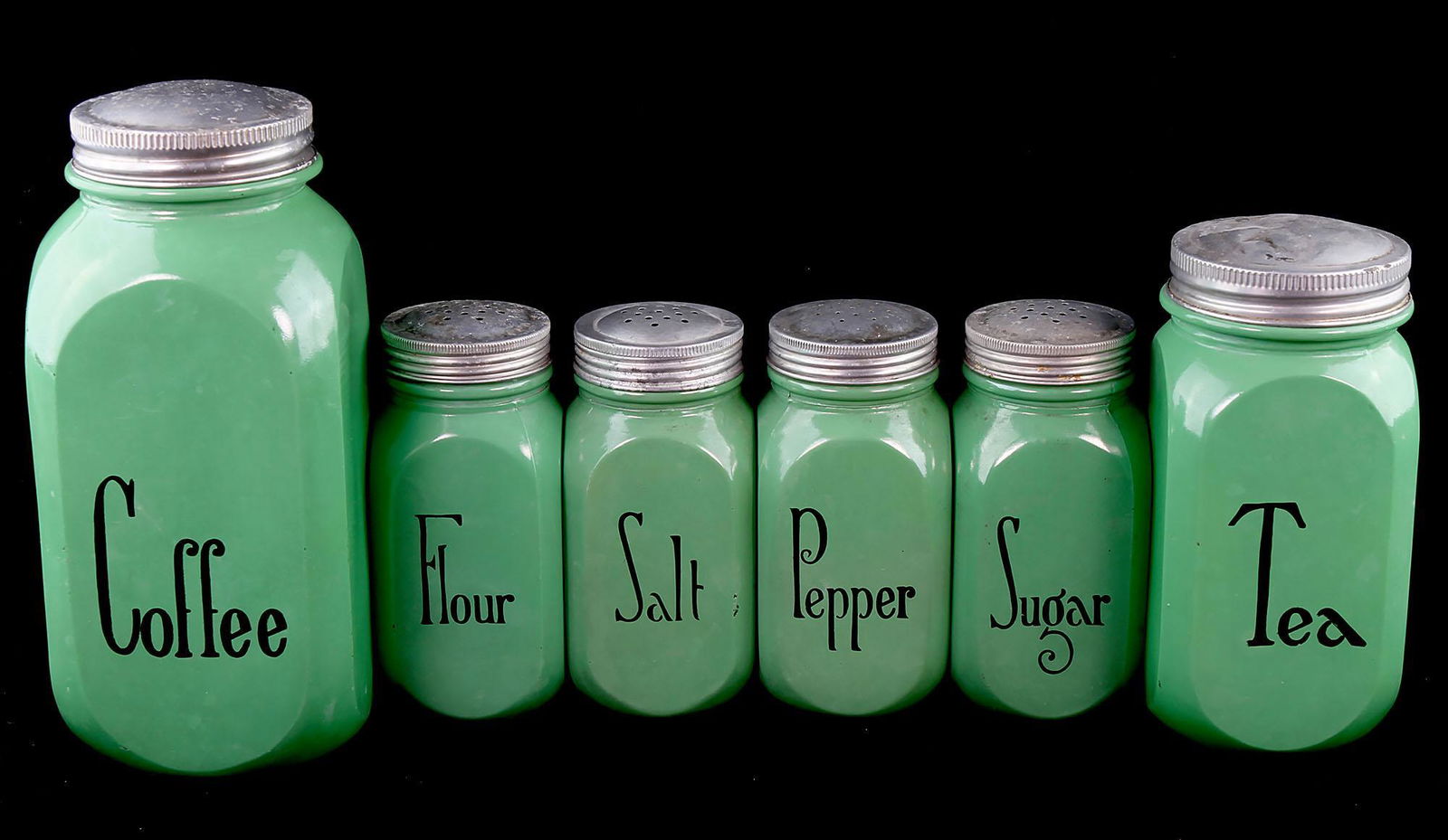 Vintage Depression Glass Hocking? 6 Pc. Painted (1 of 1)