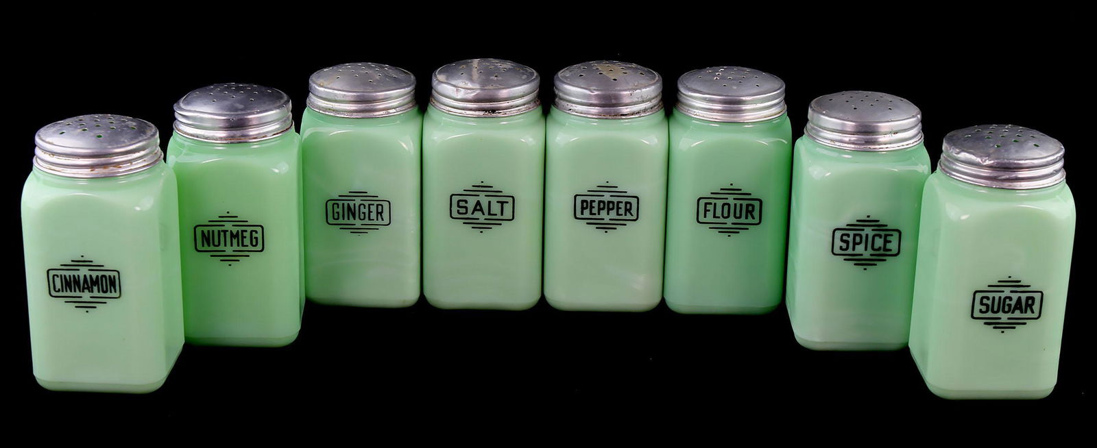 Vintage Depression Glass McKee 8 Pc. Jadeite Spice (1 of 1)