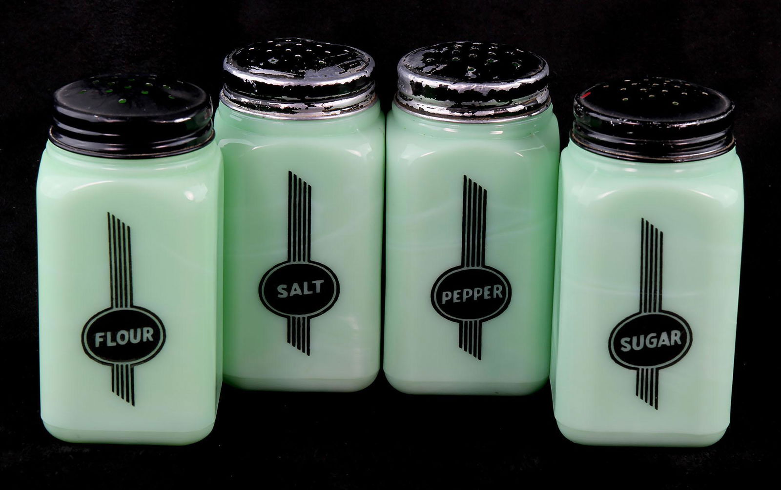 Vintage Depression Glass 4 Pc. Jadeite Shaker Set (1 of 1)