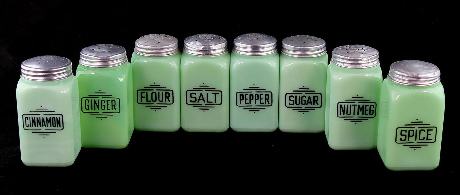 Vintage Depression Glass McKee 8 Pc. Jadeite Shaker Set (1 of 1)