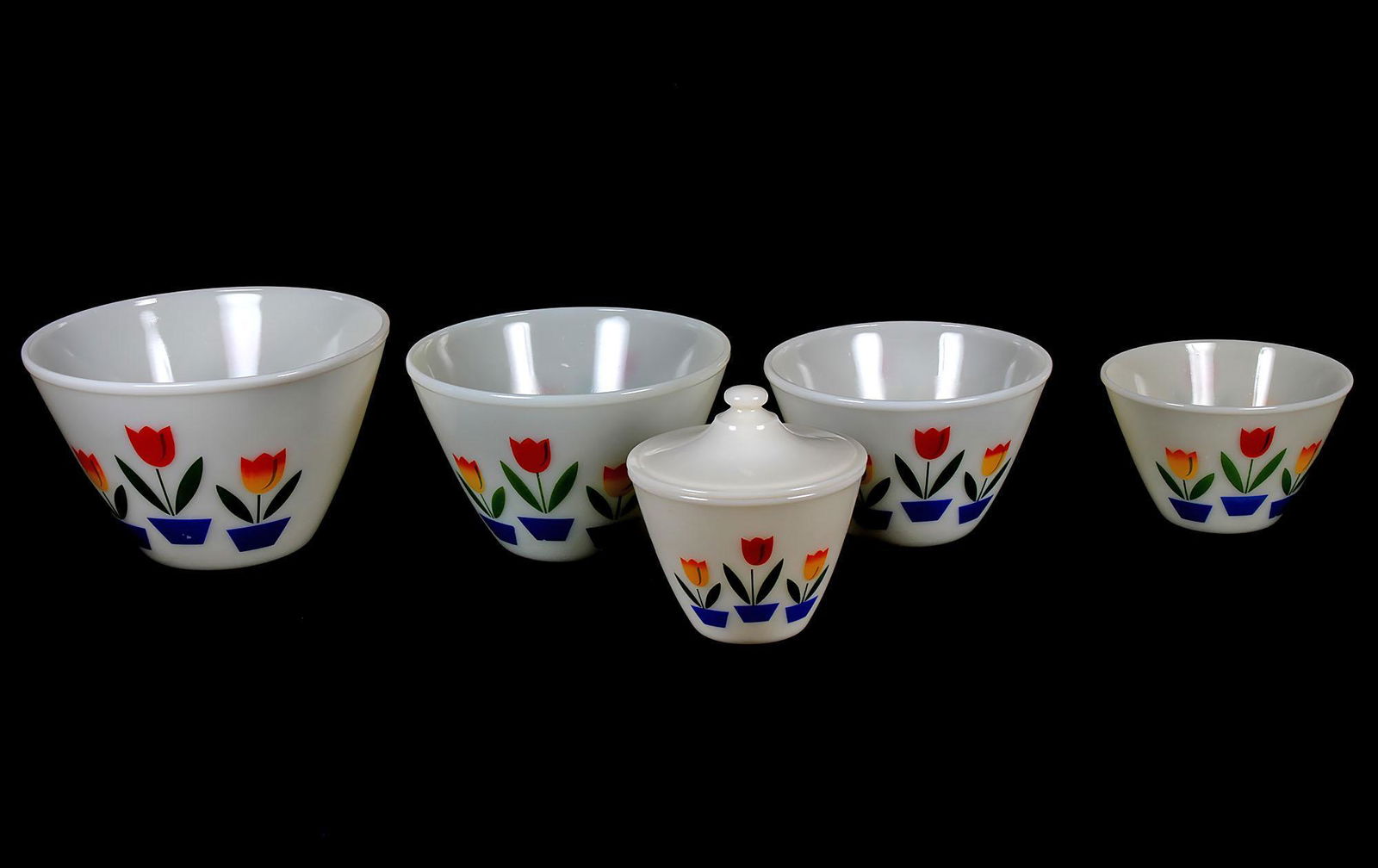 Vintage Depression Glass Fire-King Tulip Mixing Bowls & (1 of 2)