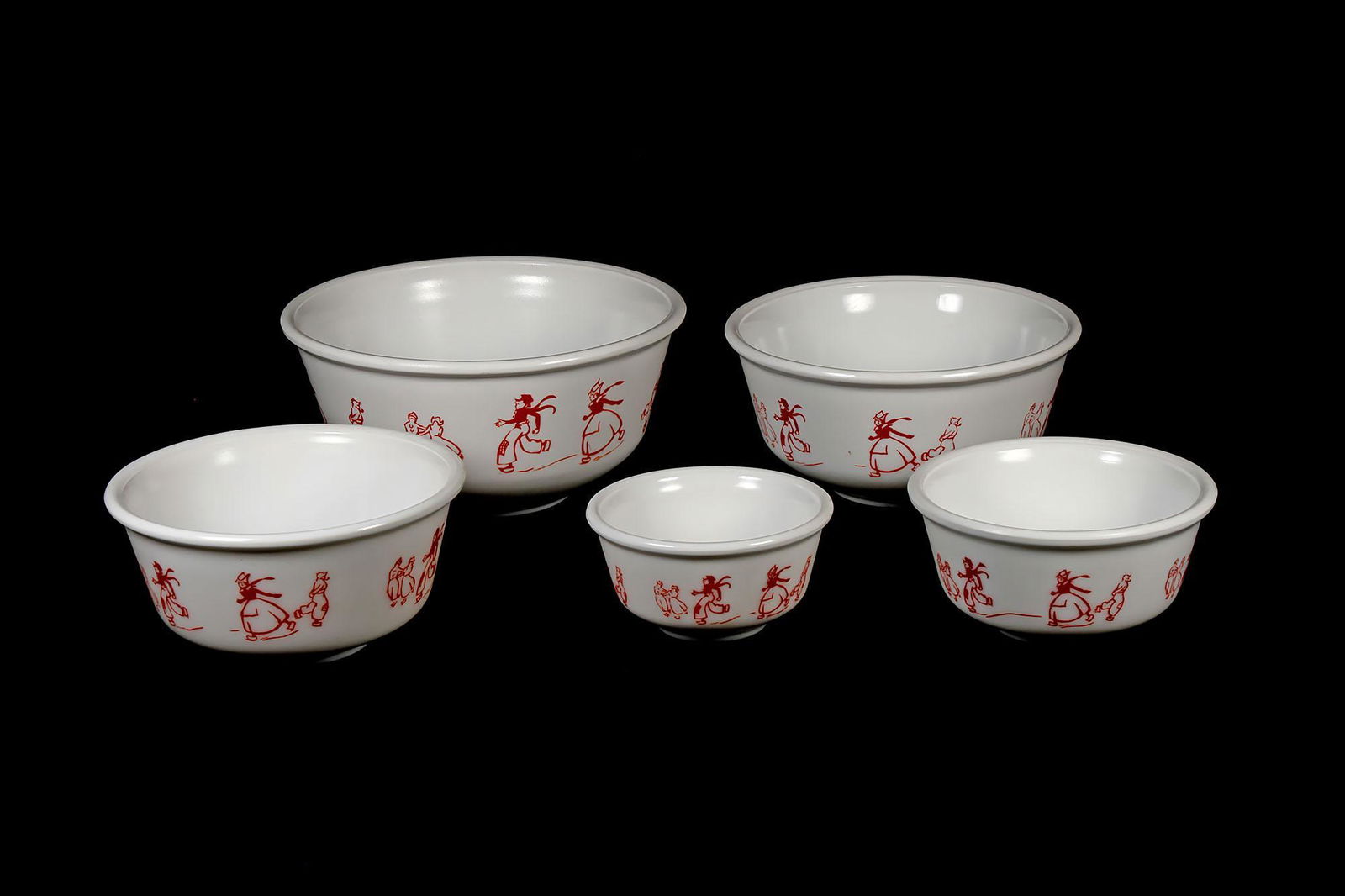 Vintage Depression Glass 5 Pc. Mixing Bowl Set (1 of 2)