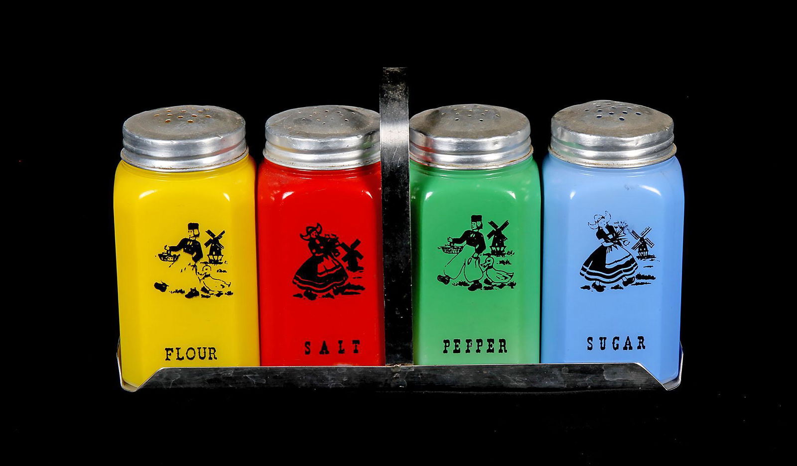 Vintage Depression Glass Hocking? 4 Pc. Painted Shaker (1 of 1)