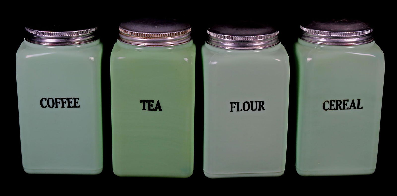 Vintage Depression Glass Jadeite Kitchen Canisters Jan 22, 2020