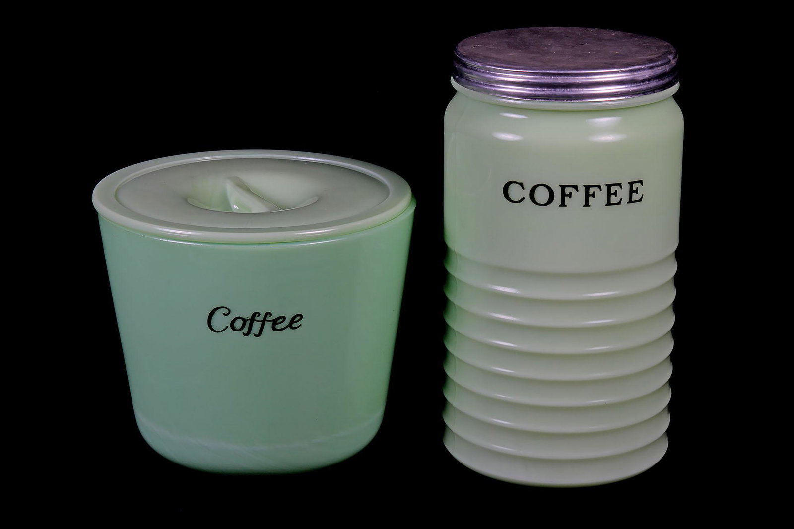 Vintage Depression Glass Jadeite Coffee Canisters (1 of 1)