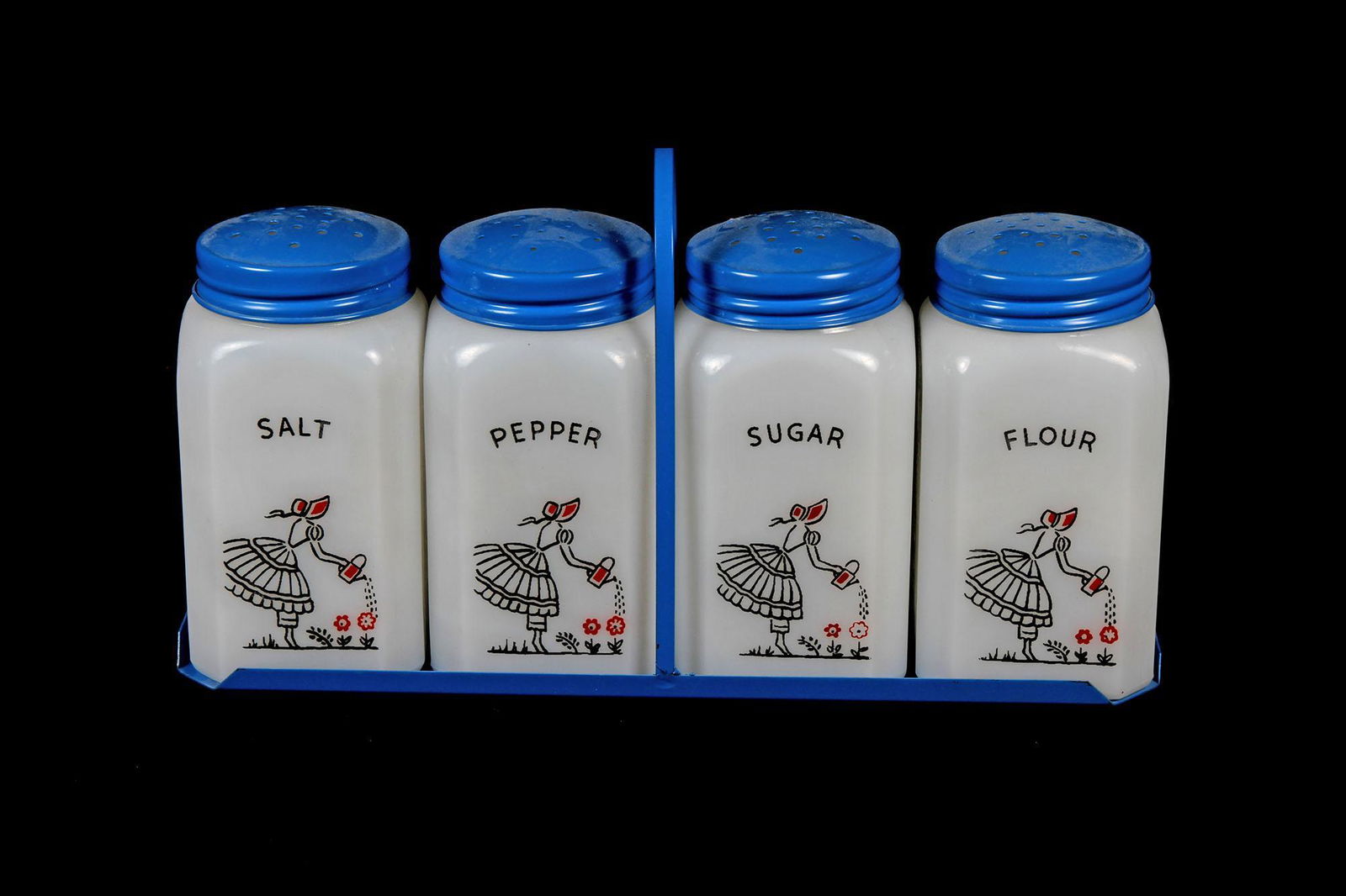 Vintage Depression Glass Shaker Set w/ Stand (1 of 1)