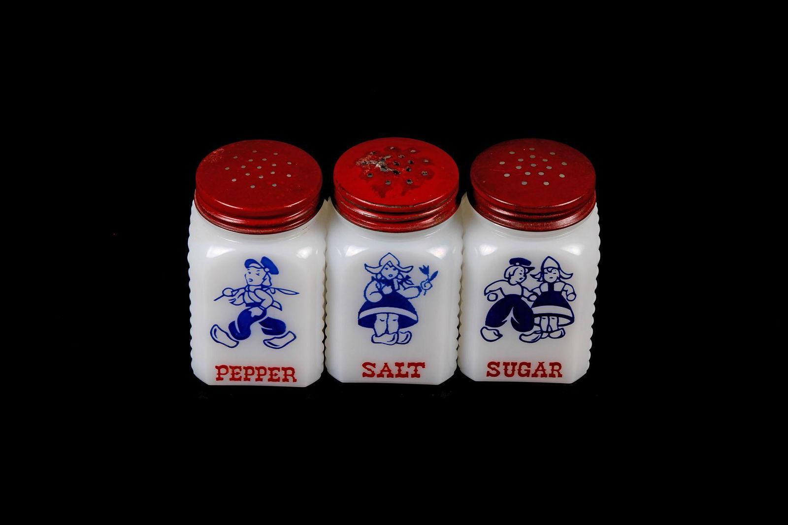 Vintage Depression Glass 3 Pc Shaker Set (1 of 1)