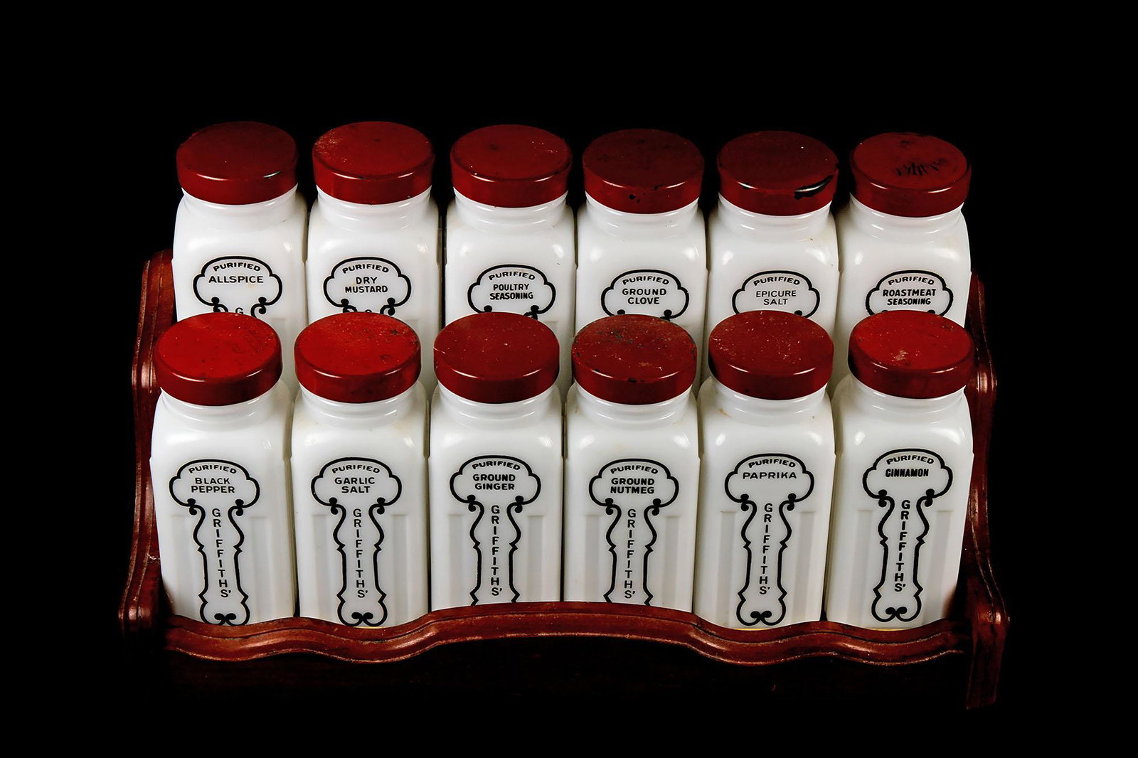 Vintage Depression Glass Griffiths 12 Pc Spice Set (1 of 1)