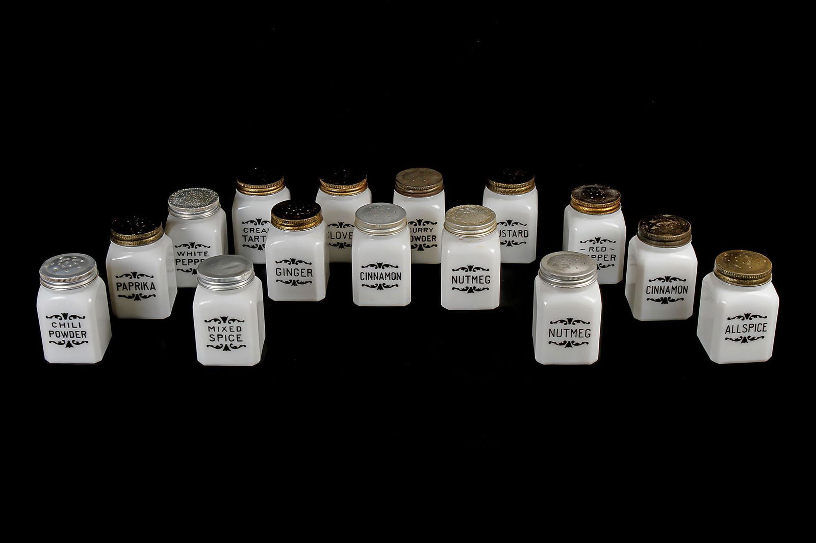 Vintage Depression Glass 15 Pc Dove Brand Spice Set (1 of 2)