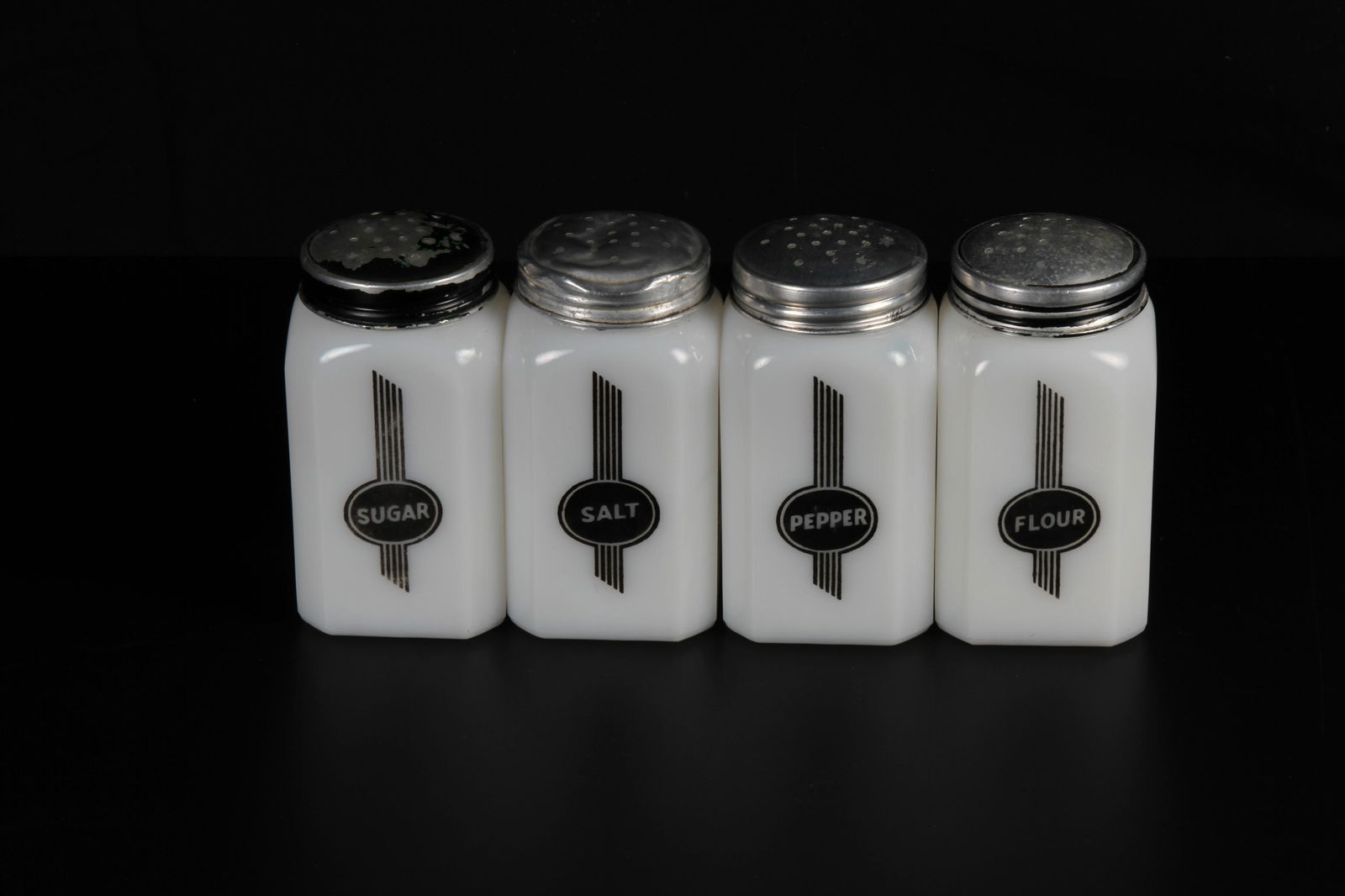 Vintage Depression Glass 4 Pc Shaker Set (1 of 1)