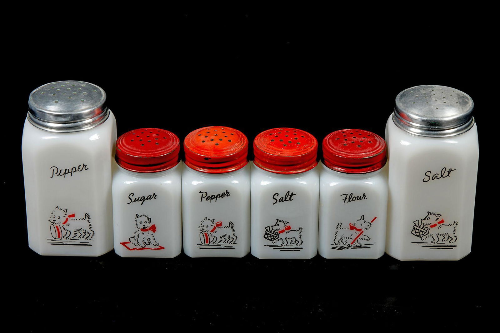 Vintage Depression Glass 6 Pc Shaker Set (1 of 1)