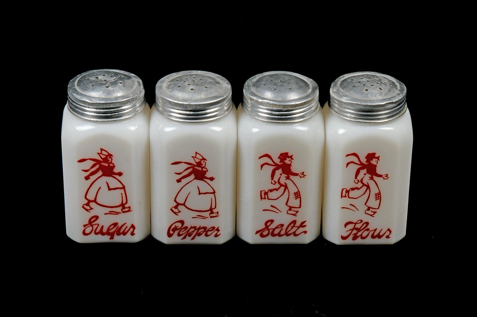 Vintage Depression Glass 4 Pc Shaker Set (1 of 1)