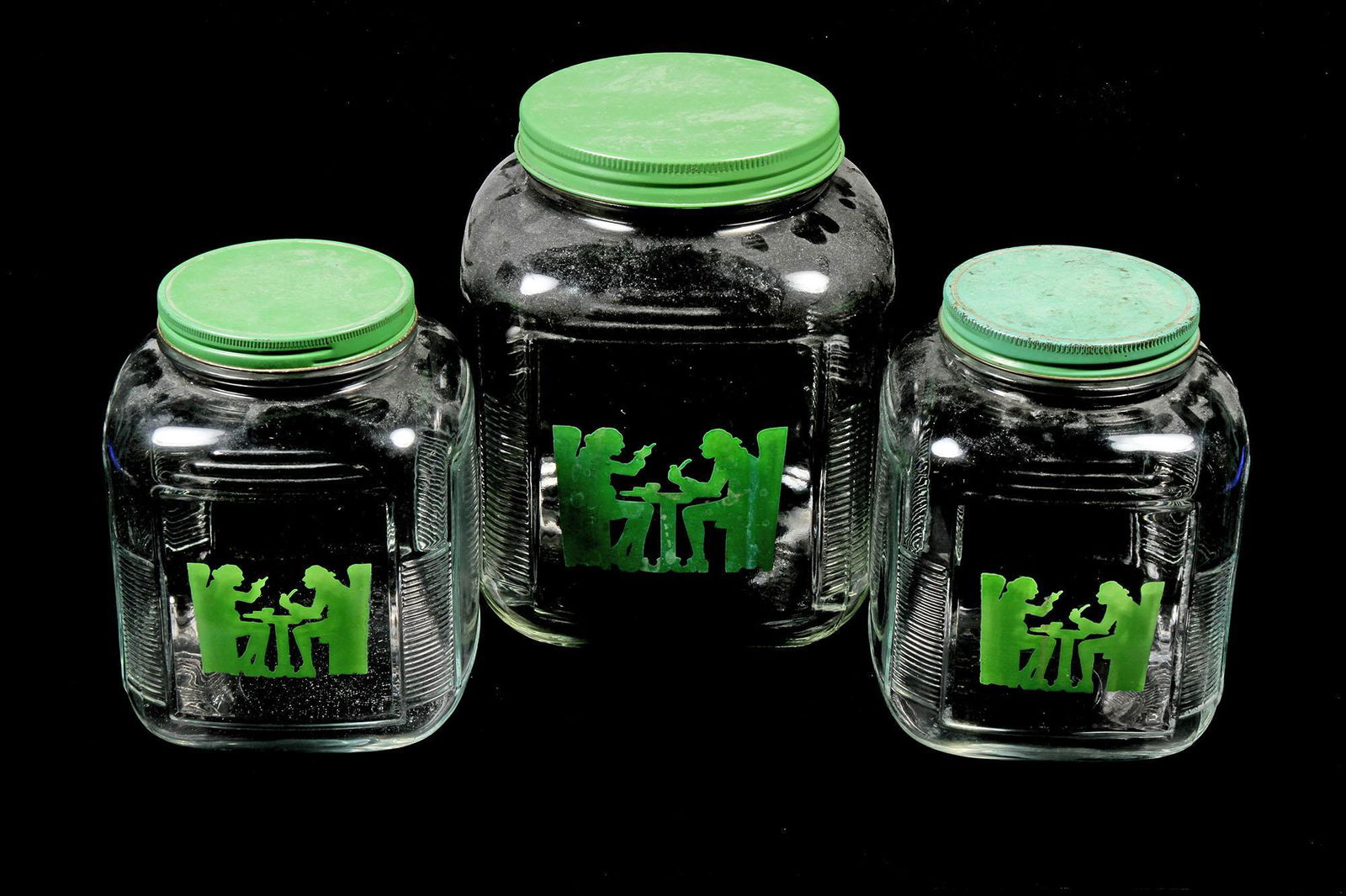 Vintage Depression Glass 3 Pc Set of Jadeite Printed (1 of 1)