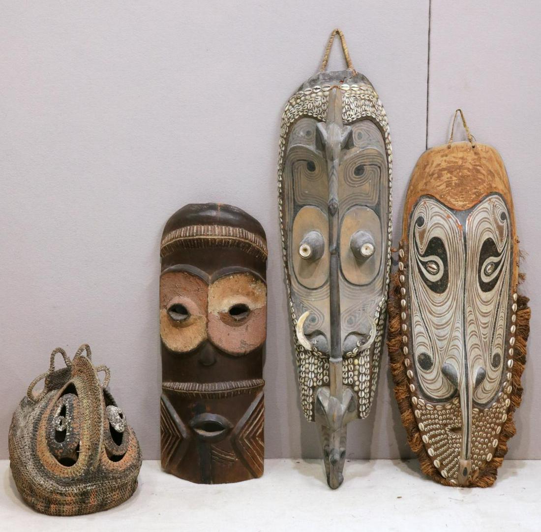 Lot of 3 African Carvings & Basket (1 of 6)