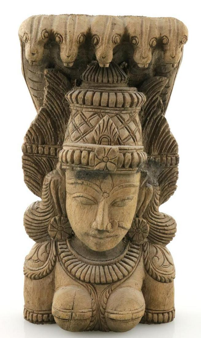 Indian Wooden Carved Buddha Wall Hanging (1 of 4)
