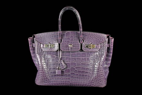 Estate Hermes Birkin Bag in Aubergine: Beautiful Estate Hermes Birkin Bag 16"W x 11" H Very nice condition Please review all photos closely. The nonappearance of a condition report does not mean that the lot is in perfect