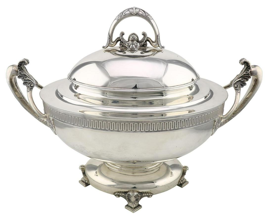 Tiffany Co Sterling Silver Centerpiece: Fantastic sterling silver centerpiece by Tiffany & Co. Measures 13" tall x 16 1/2" wide x 9 1/4" deep and weighs 109.4 ozt. Please see photos for all markings on the base. Please review all photos clo