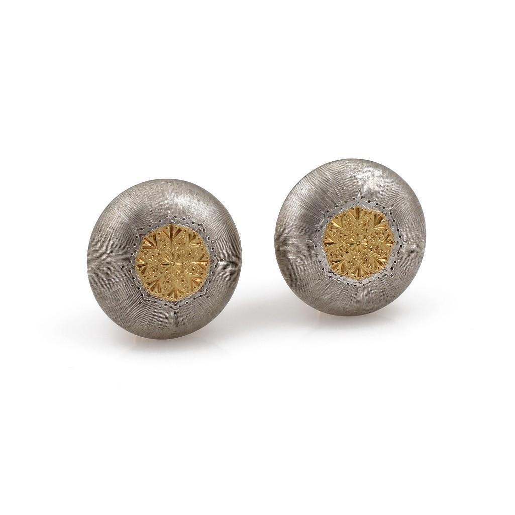 Buccellati Macri 2 Tone 18K and .925 Button Earrings (1 of 3)