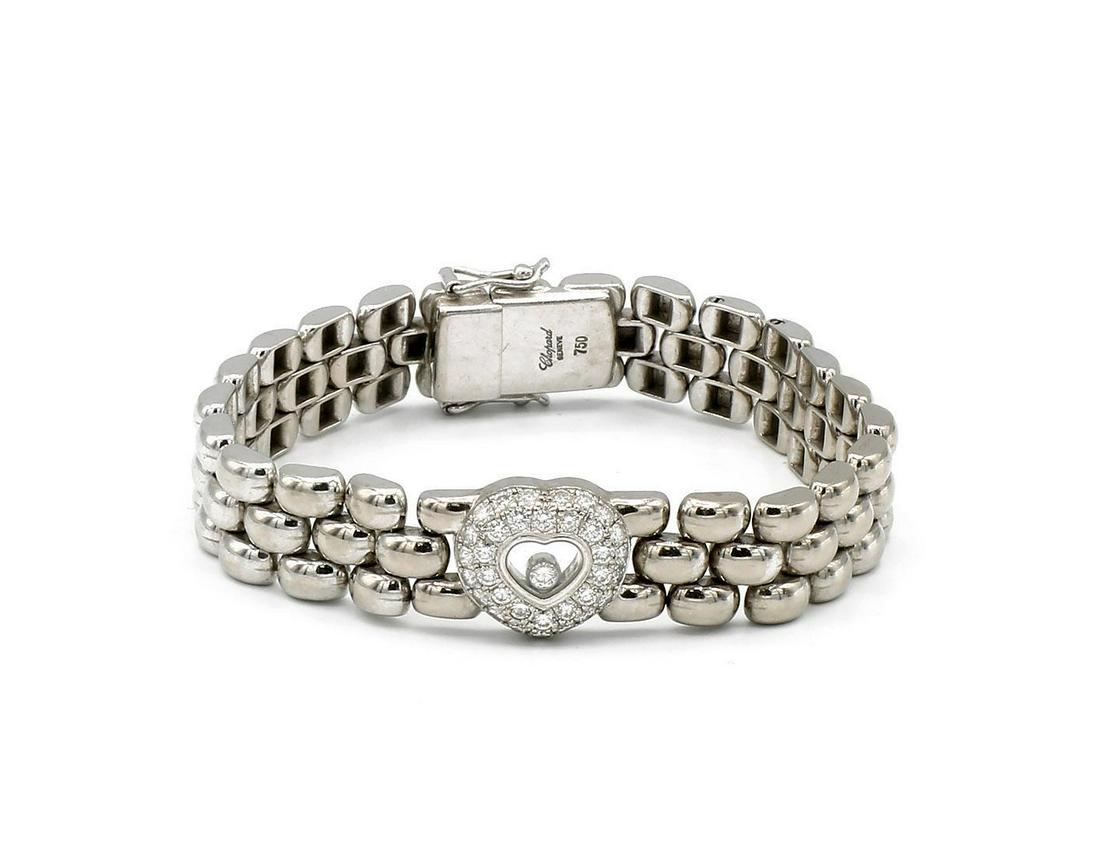 18Kt White Gold Chopard Happy Diamond Heart Bracelet (1 of 3)
