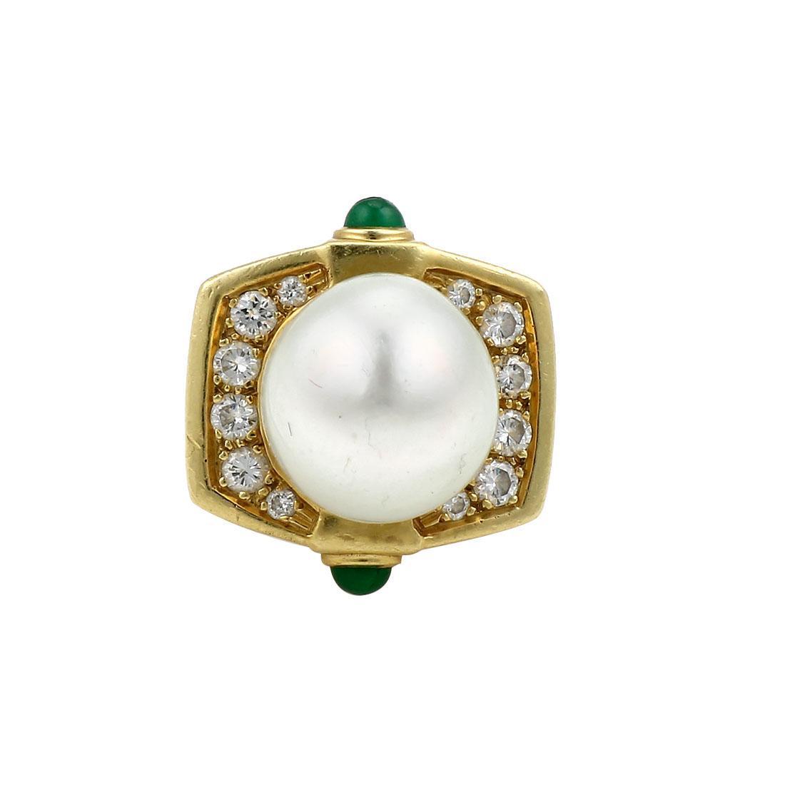 18k Yellow Gold Diamond and Pearl Cocktail Ring (1 of 4)