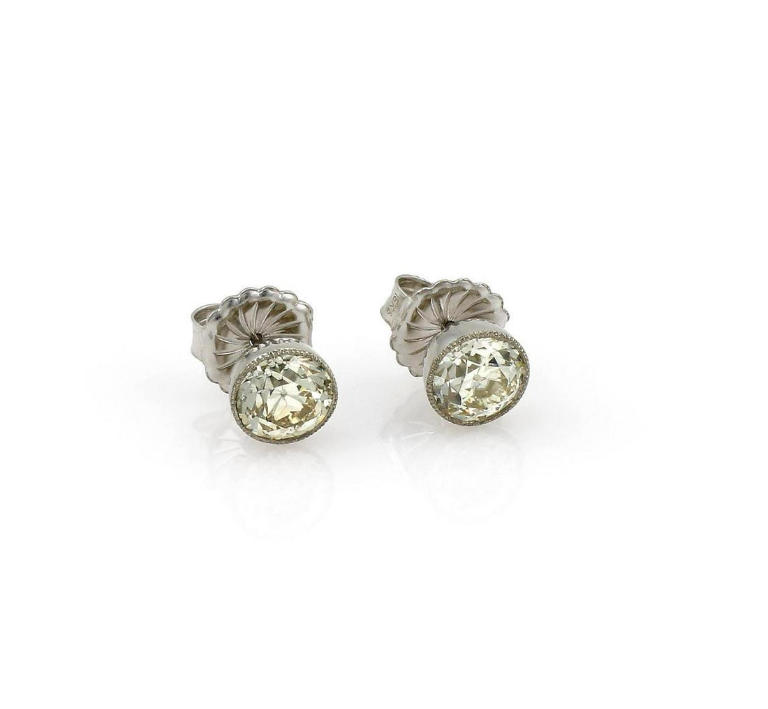 White Gold 3.77ct Old Euro Cut Diamond Stud Earrings (1 of 3)
