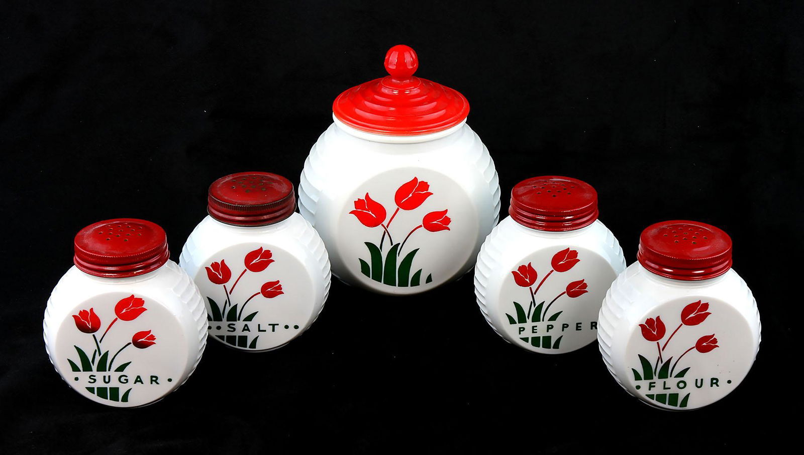 Vintage Depression Glass Vitrock 5 Pc. Spice Shaker Set (1 of 1)