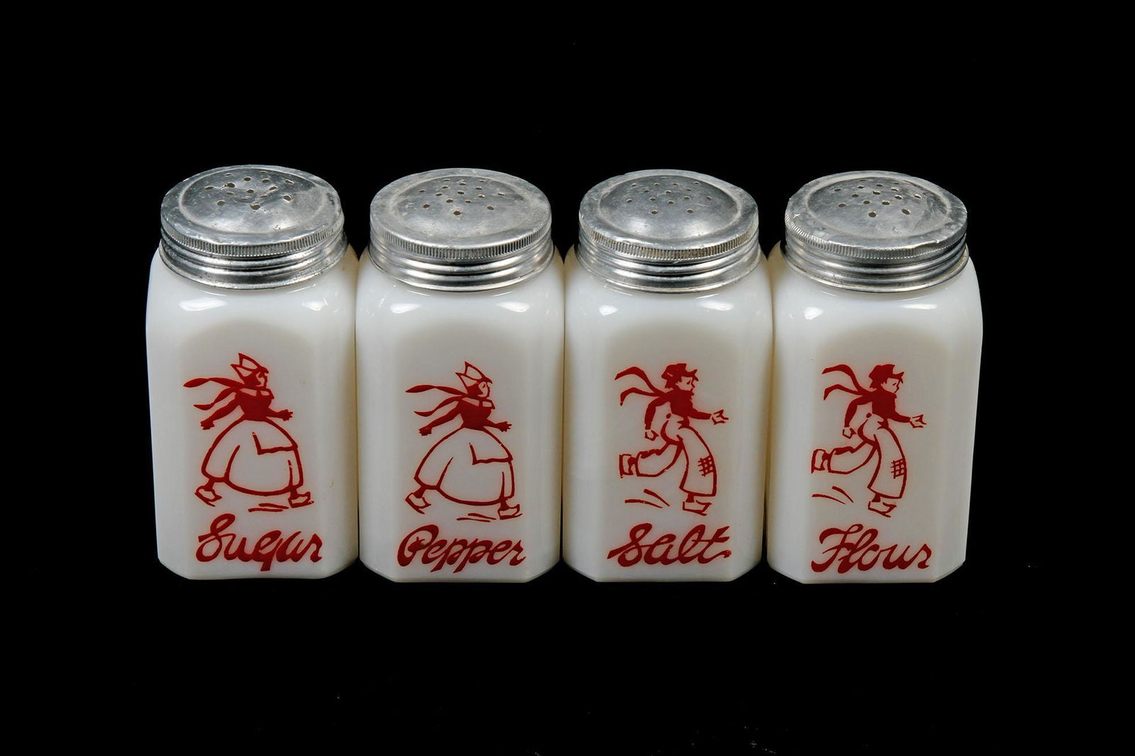 Vintage Depression Glass 4 Pc Shaker Set (1 of 1)