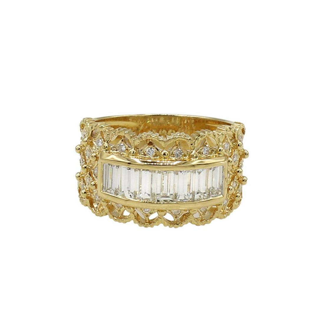 18K Yellow Gold Fancy Emerald Cut Diamond Band (1 of 3)