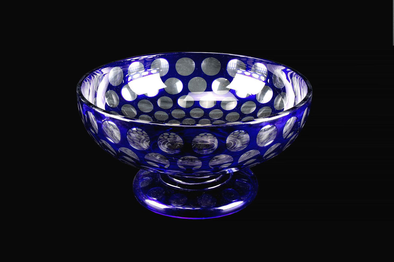 Vintage Cameo cut Cobalt on Clear Crystal Bowl (1 of 1)
