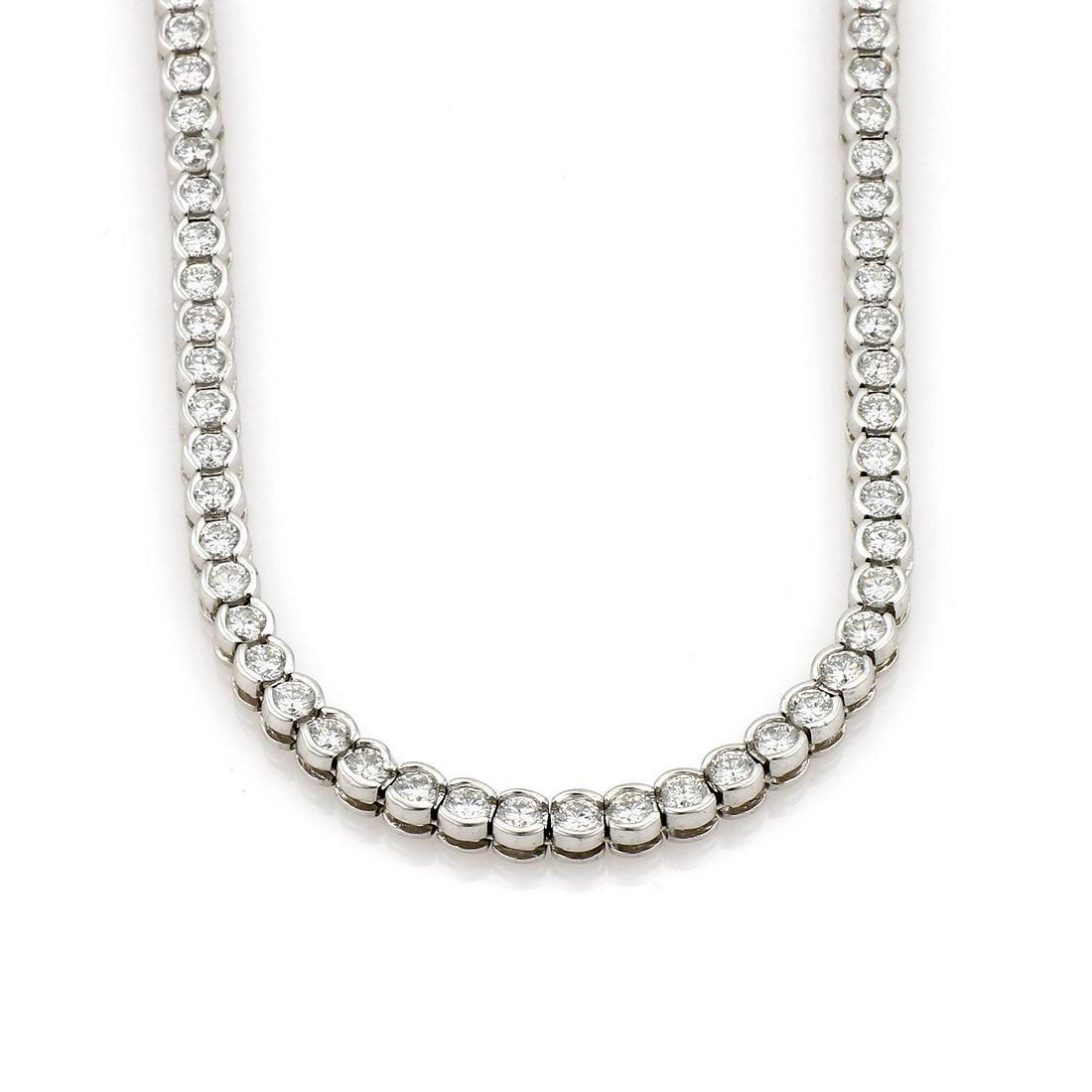 Bezel Set Diamond Tennis Necklace in 18K White Gold (1 of 4)