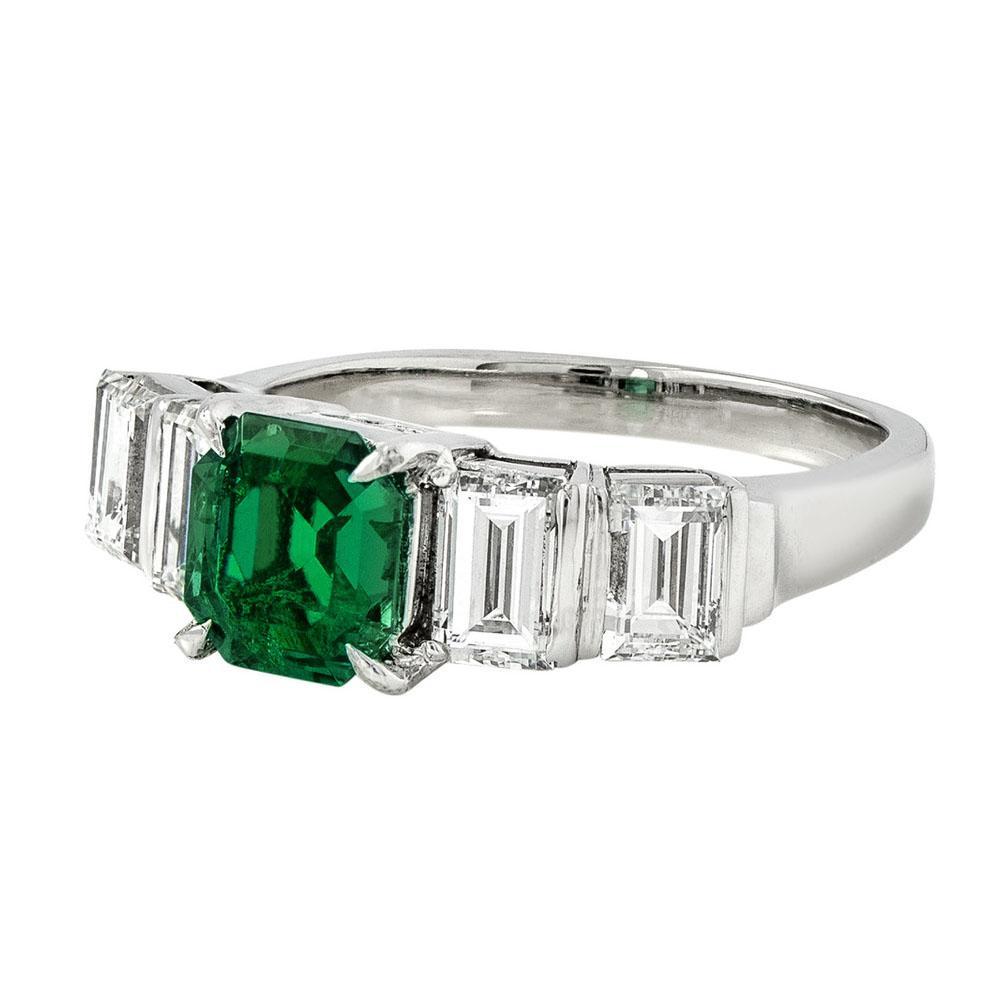 Platinum GIA 1.18ct Colombian Emerald and Diamond Ring (1 of 5)