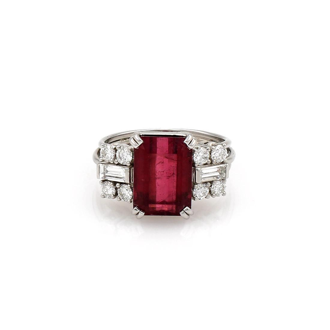 5.44ct Rubellite Tourmaline and Diamond Platinum Ring (1 of 3)