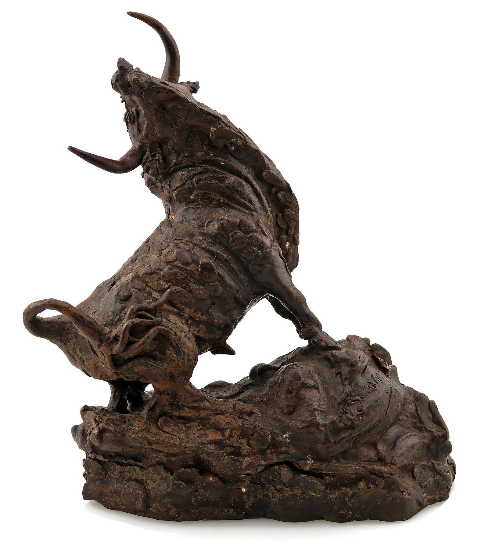 Signed Bull Bronze Sculpture 20th Century (1 of 5)