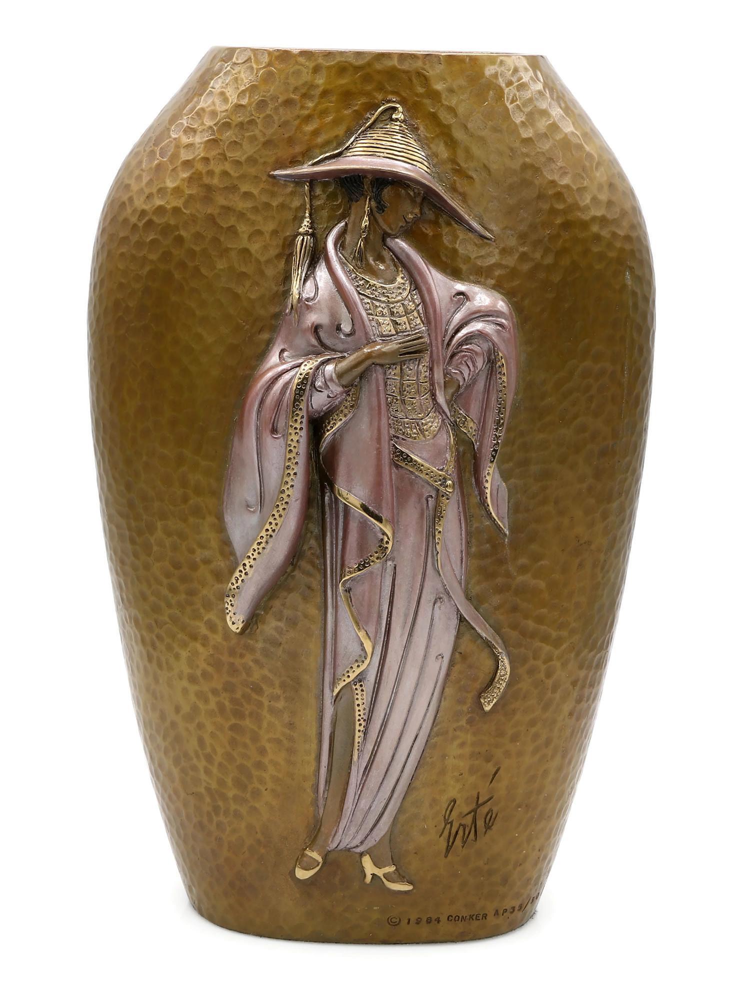 Erte Chapeau Objets D'arte Bronze Vase (1 of 4)
