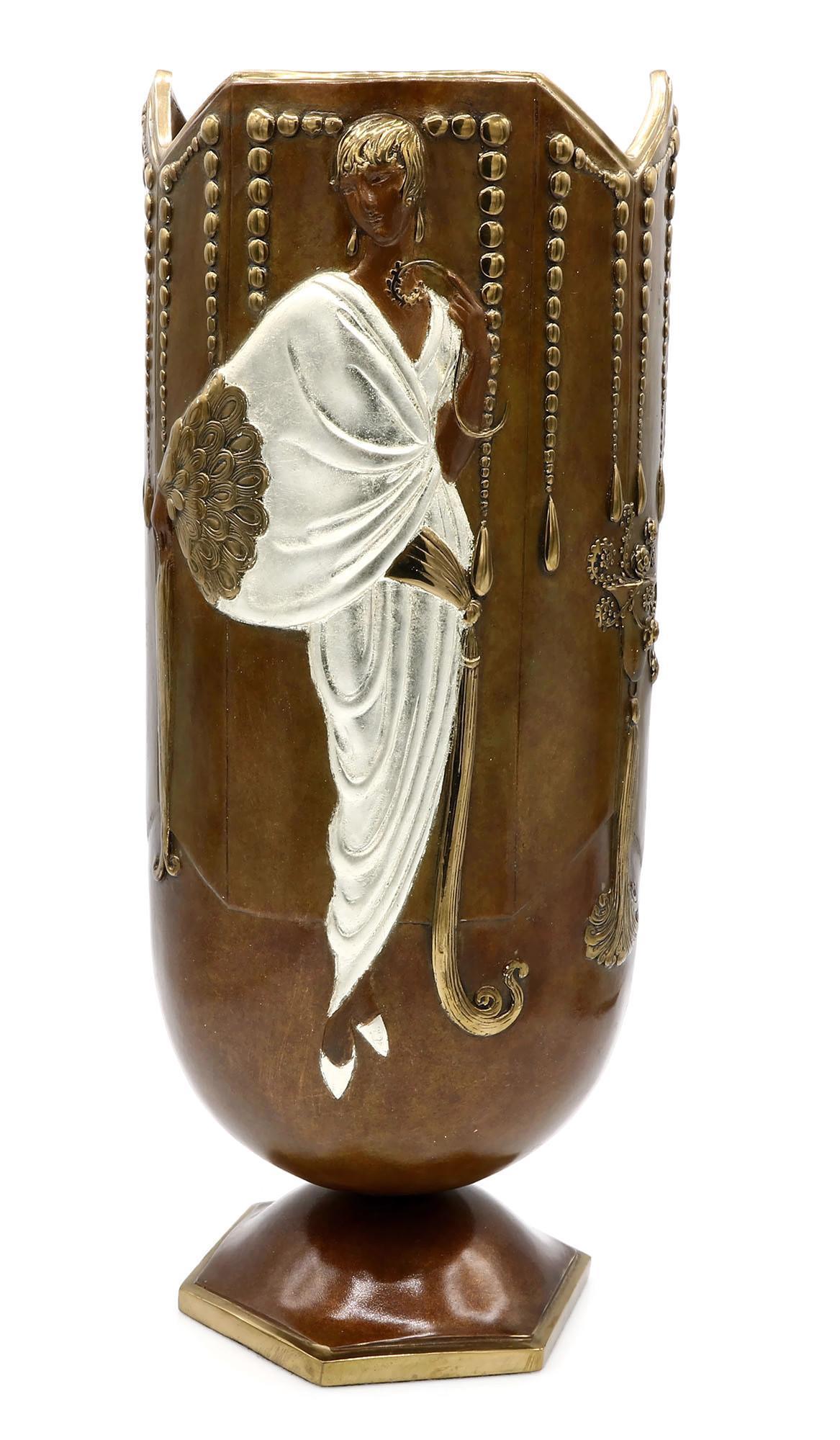Erte Bronze Vase Titled Style (1 of 4)