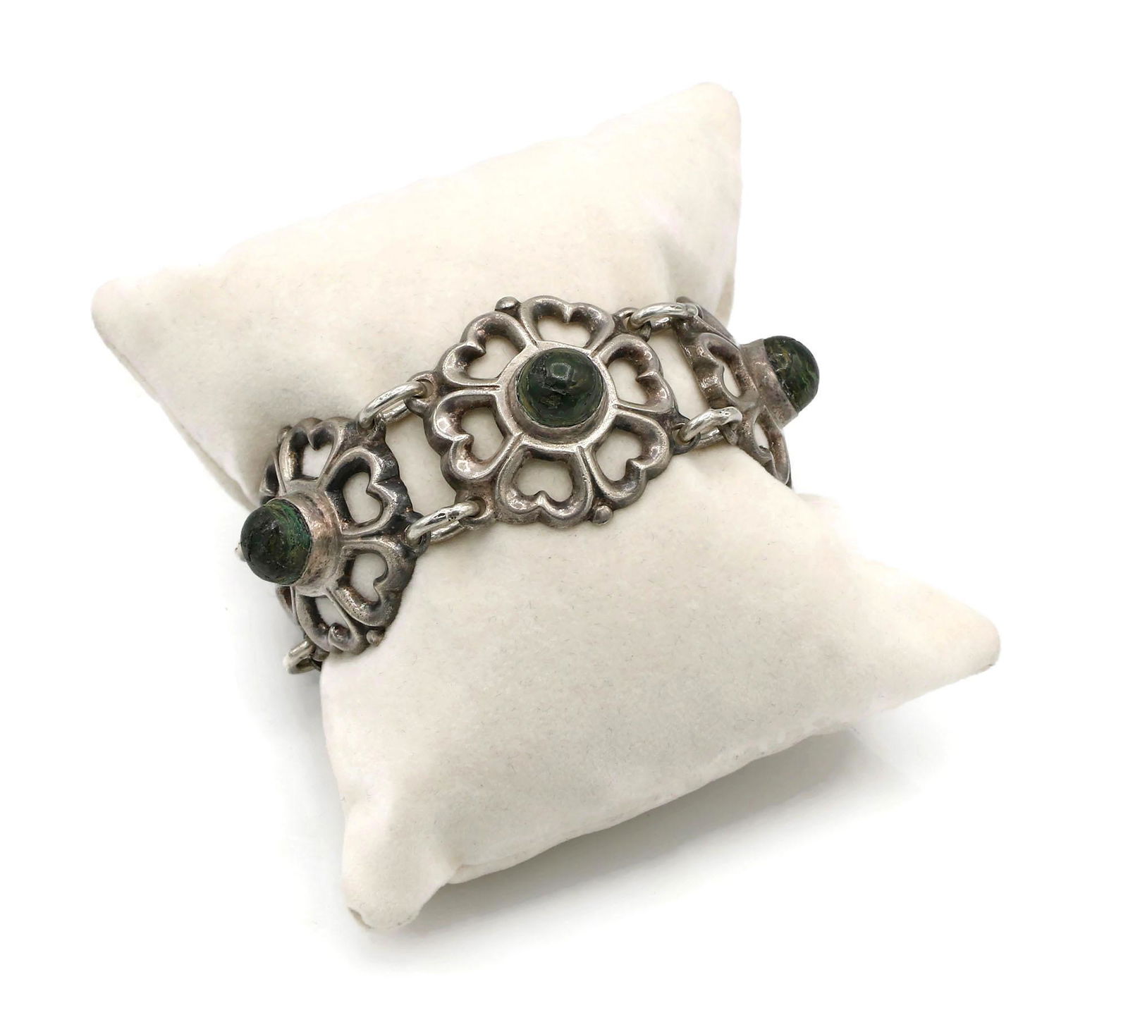 Mexican Silver Heart Link Bracelet (1 of 3)