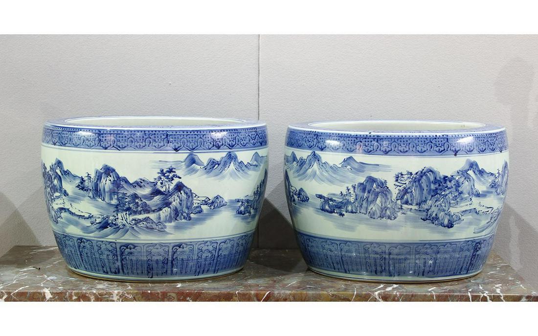 Pair of Oriental Porcelain Planters (1 of 2)
