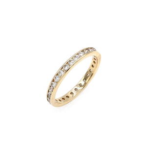 14K Yellow Gold 2mm Diamond Eternity Band: Eternity band in 14k yellow gold featuring approx 0.90ctw of diamonds. It is 2mm wide, a size 6.5, and weighs 1.9 grams. wsalr03902 ***FREE JEWELRY SHIPPING FOR OUR VIRTUAL ONLINE ONLY