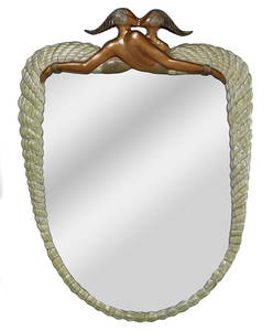 Erte Narcissism Bronze Wall Mirror