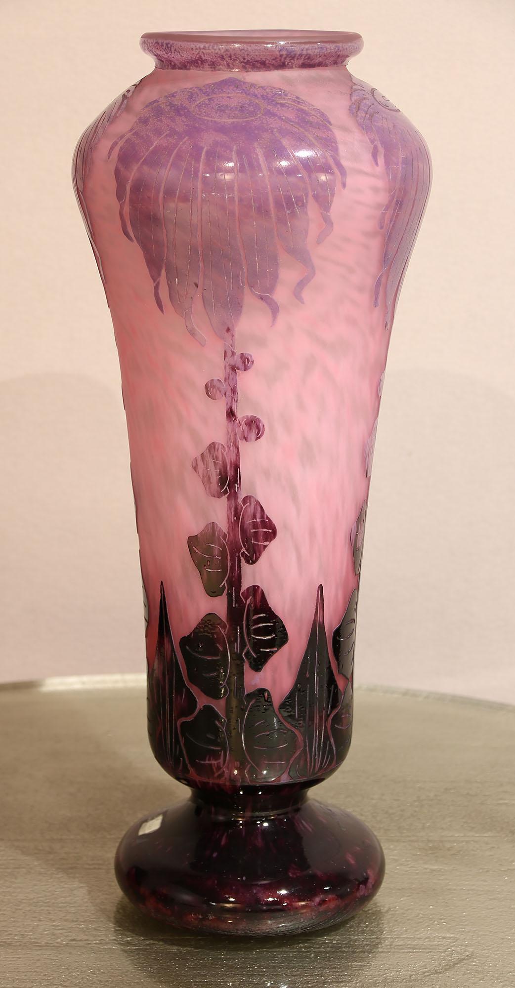 Le Verre Francais Early 20th Century Dahlias Vase (1 of 3)