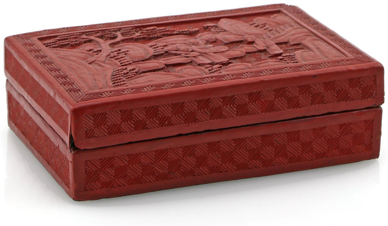 Chinese Hand Carved Cinnabar Box (1 of 3)