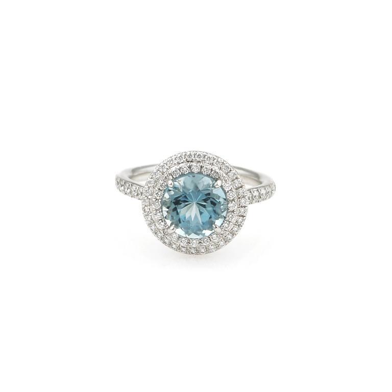 Tiffany & Co. Plat Soleste Aquamarine Diamond Ring (1 of 4)