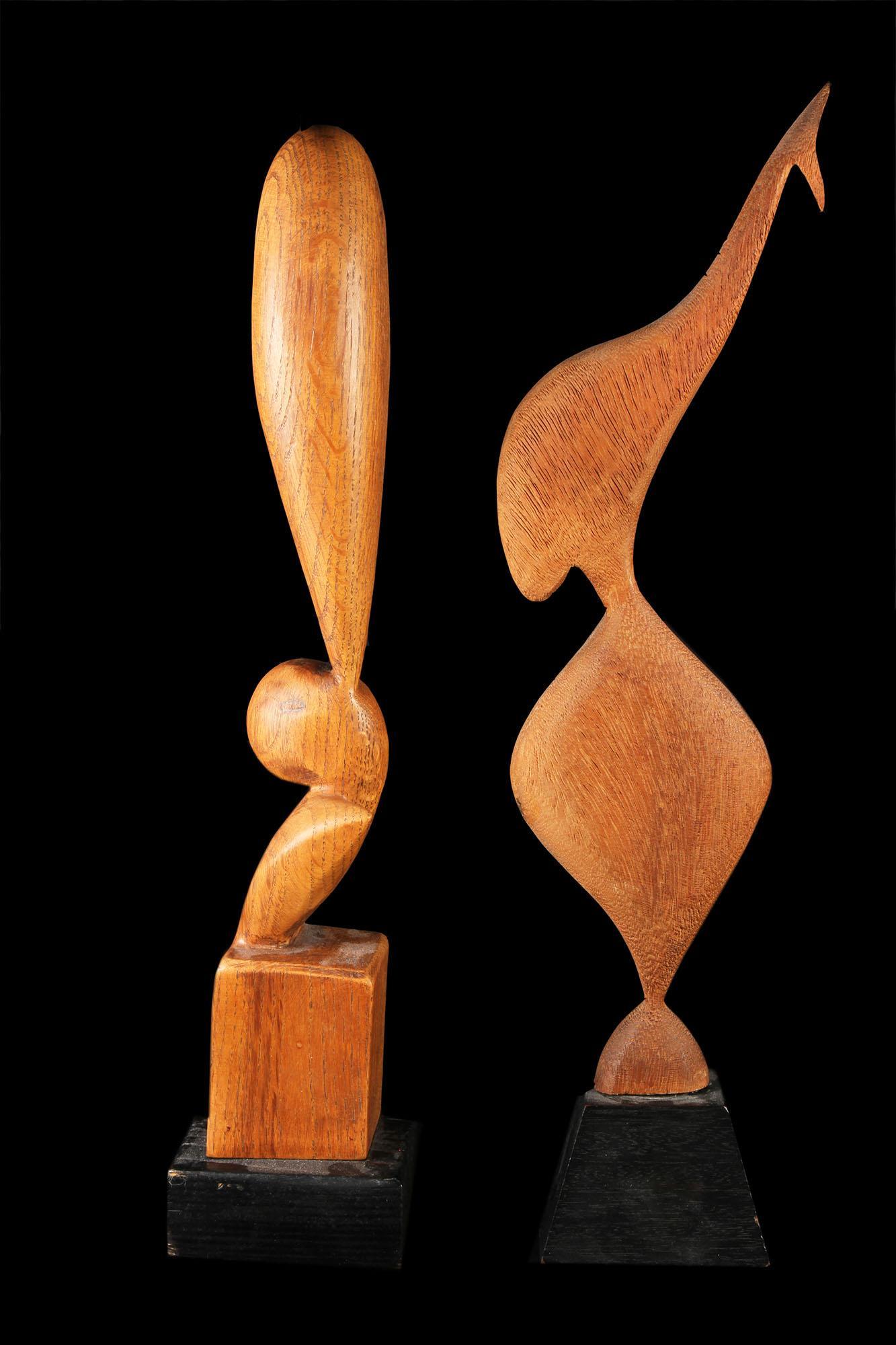 Pair of Vintage Tribal Wood Carvings (1 of 2)