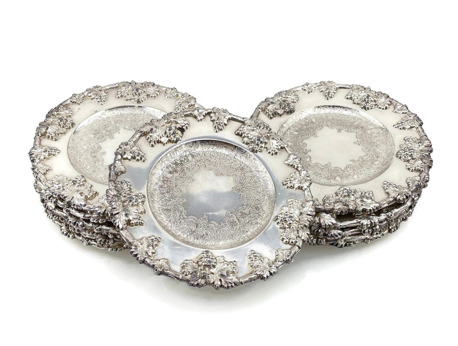 Lot of 12 Small Silver Plated Plates (1 of 3)