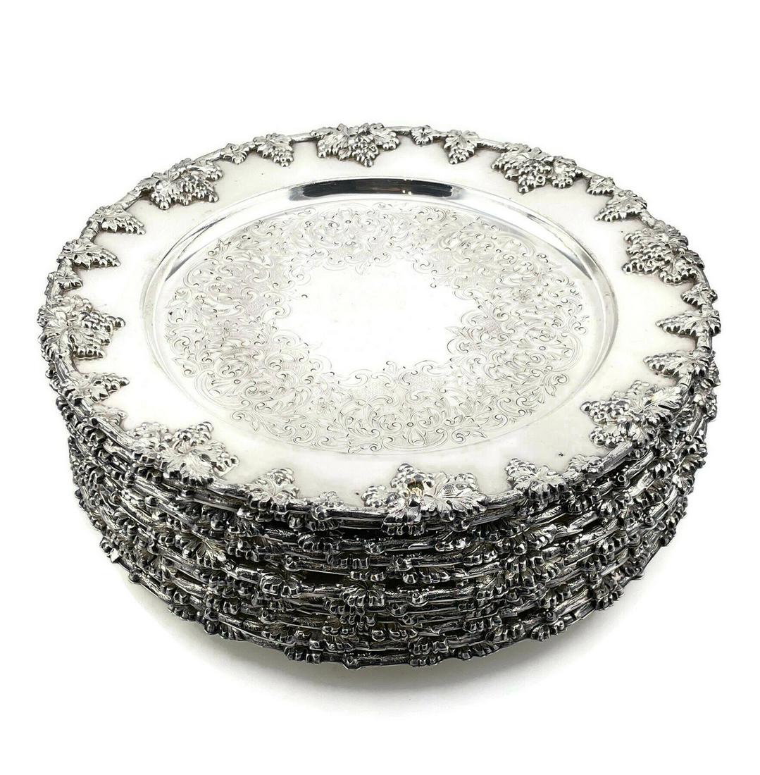 Lot of 11 Large Silver Plated Dinner Plates (1 of 3)