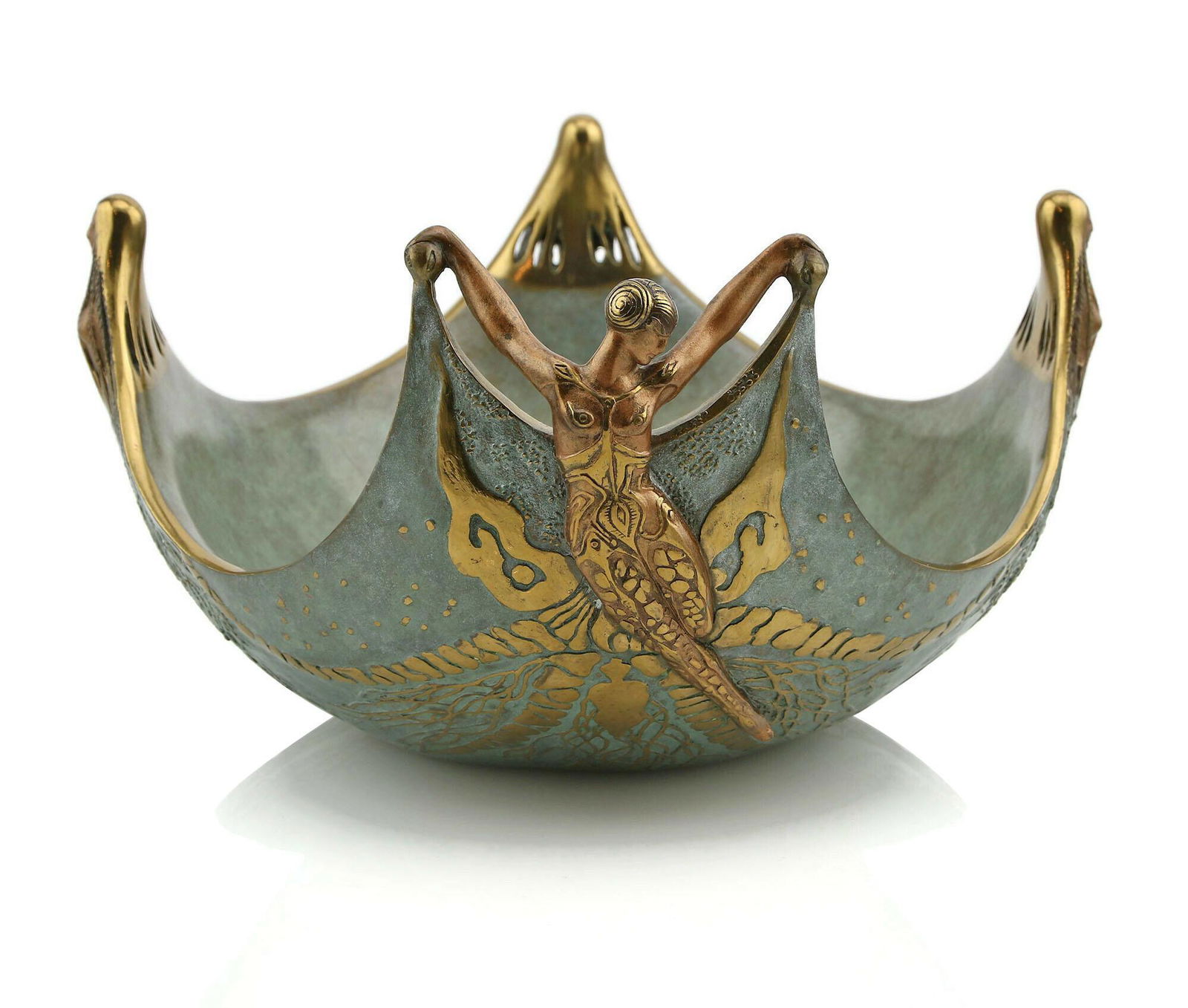 Erte Bronze "Ocean" Bowl (1 of 4)