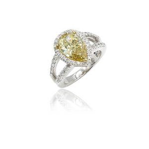 14K White Gold 3.01ct Nat Brown Yellow Engagement Ring